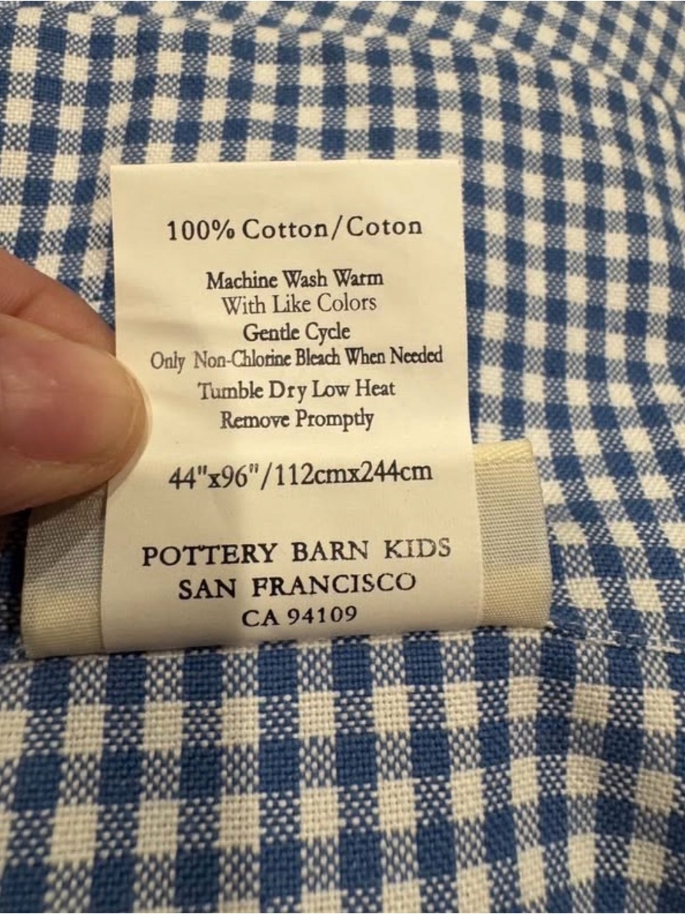 Pottery Barn Kids Blue and White Gingham Cotton Top